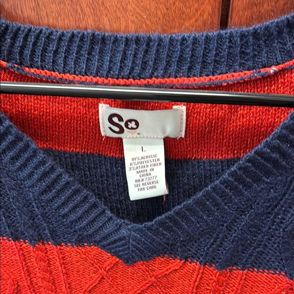 SO Red and Blue Striped Sweater Size L
